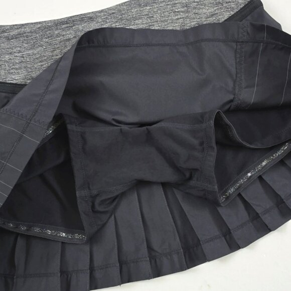 Lululemon Pace Setter Skort Skirt Coal Grey Wee Stripes Pleated Stretch Size 4 - Picture 7 of 14